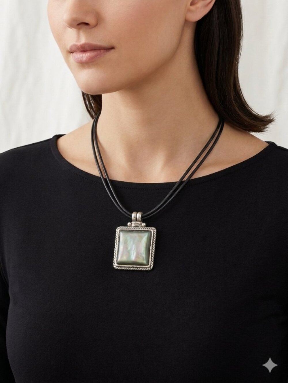 925 Silver Square Pendant Necklace